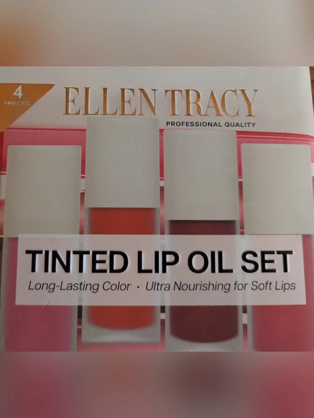 Ellen Tracy Tinted Lip Oil Set 4-Piece BN Sealed Lip Makeup Long Lasting Color